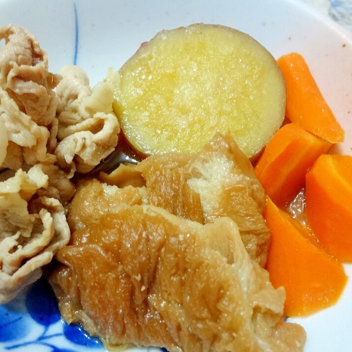 小鉢レシピ◇さつま芋と焼き麩と豚肉の煮物